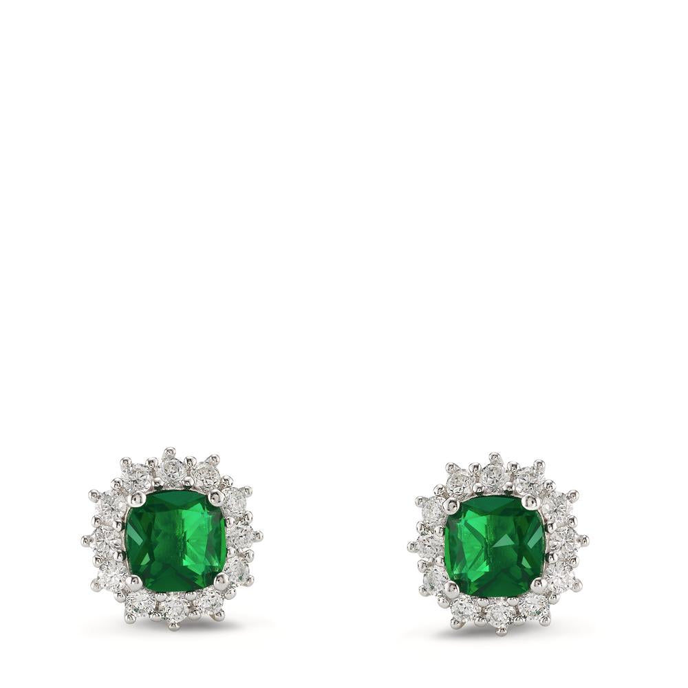 Pendientes Plata Circonita verde, 26 piedras Rodio plateado Ø10.5 mm