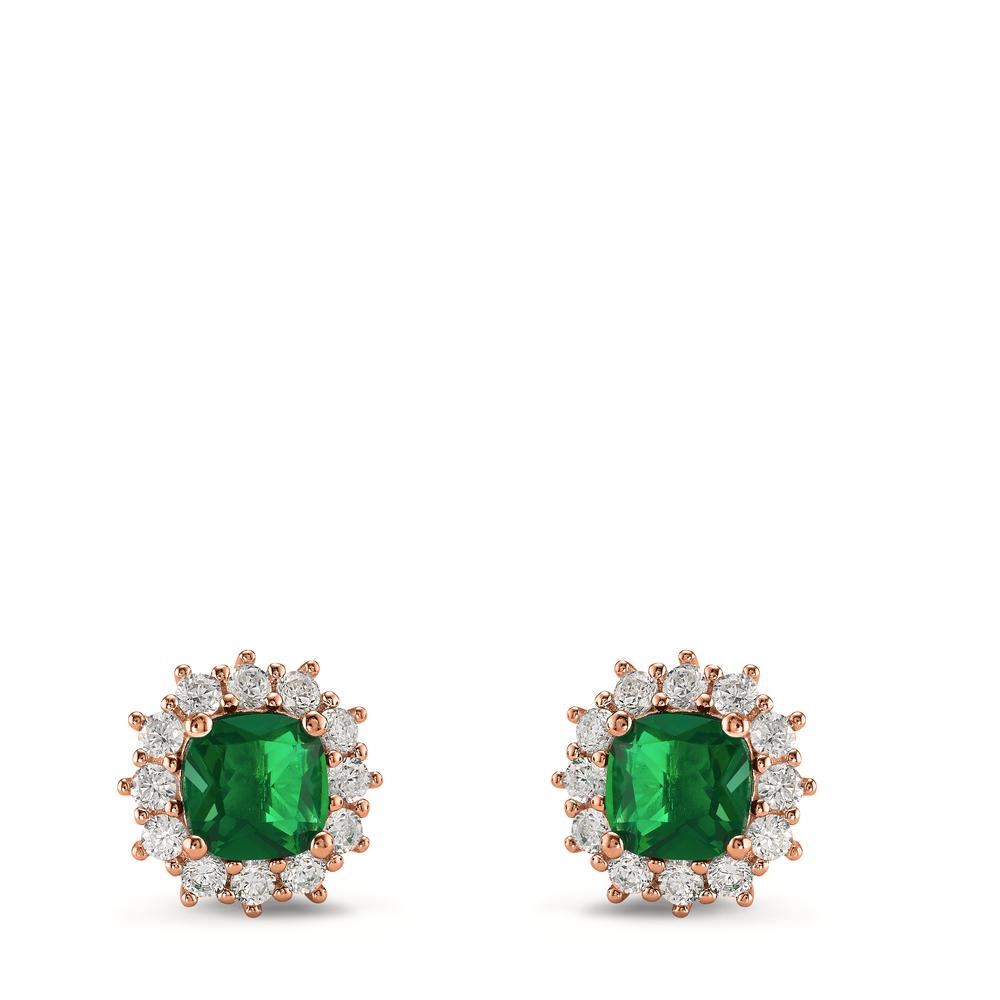 Pendientes Plata Circonita verde, 26 piedras Rosa Dorado Ø10.5 mm