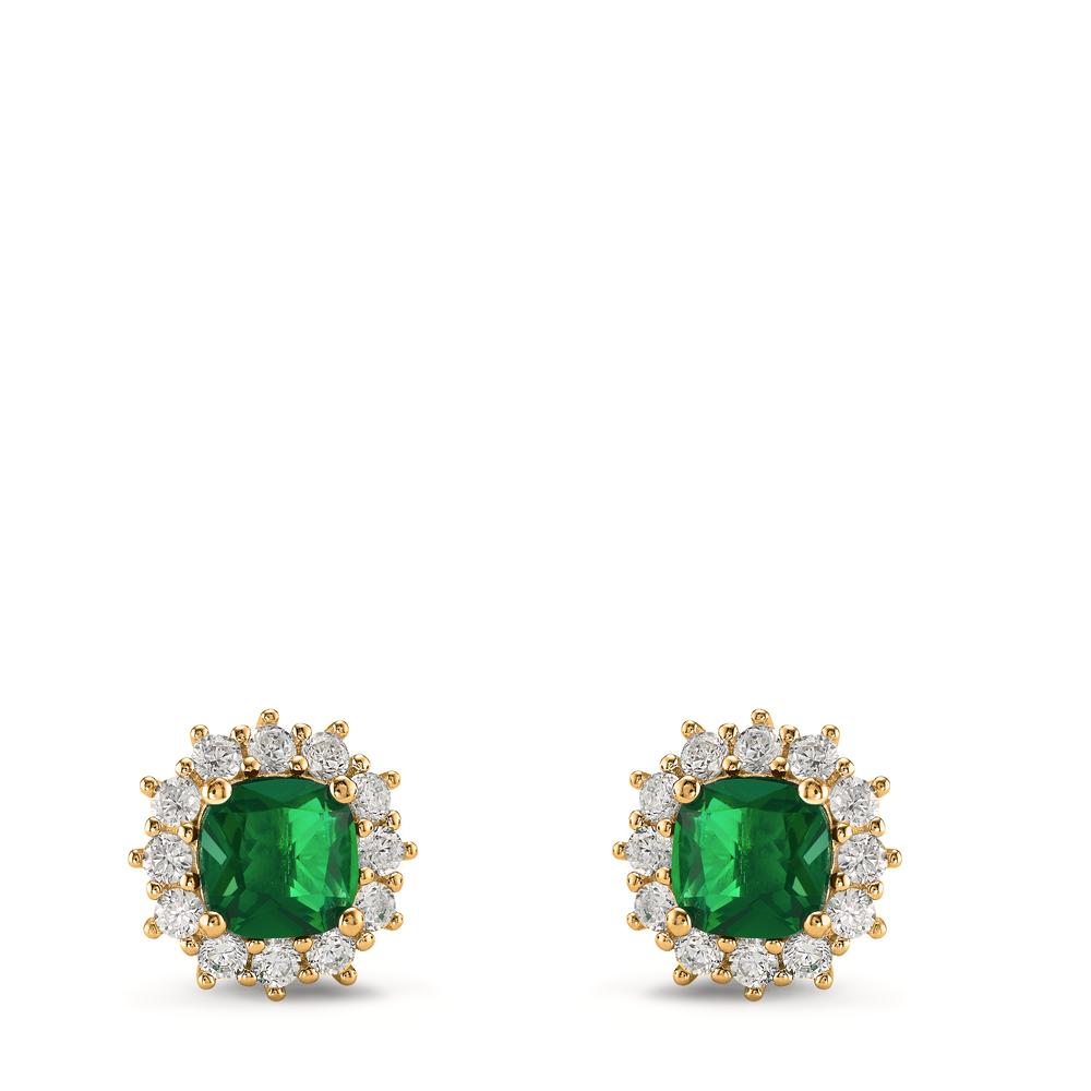 Pendientes Plata Circonita verde, 26 piedras Amarillo Dorado Ø10.5 mm