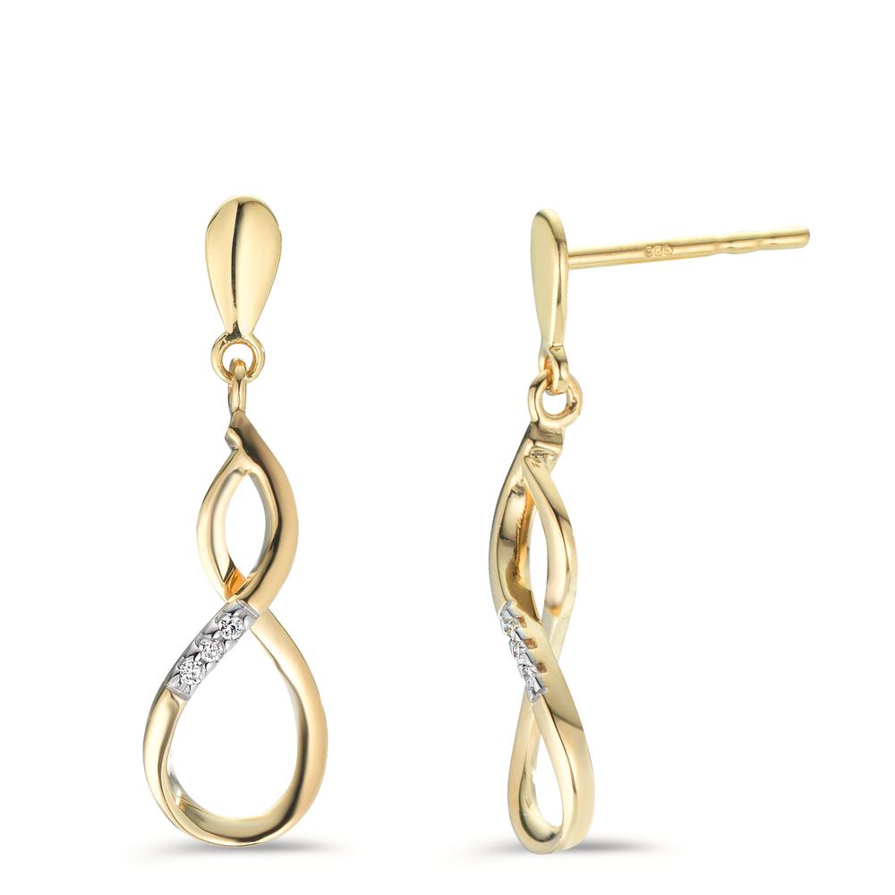 Pendientes Oro amarillo de 585/14 kt. Diamante 0.02 ct, w-si Infinito