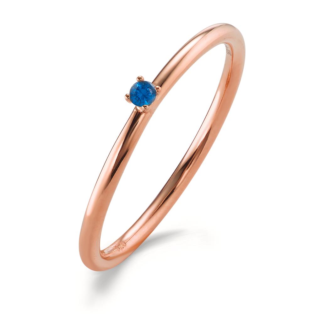 Anillo Plata Circonita azul, 2 mm Rosa Dorado