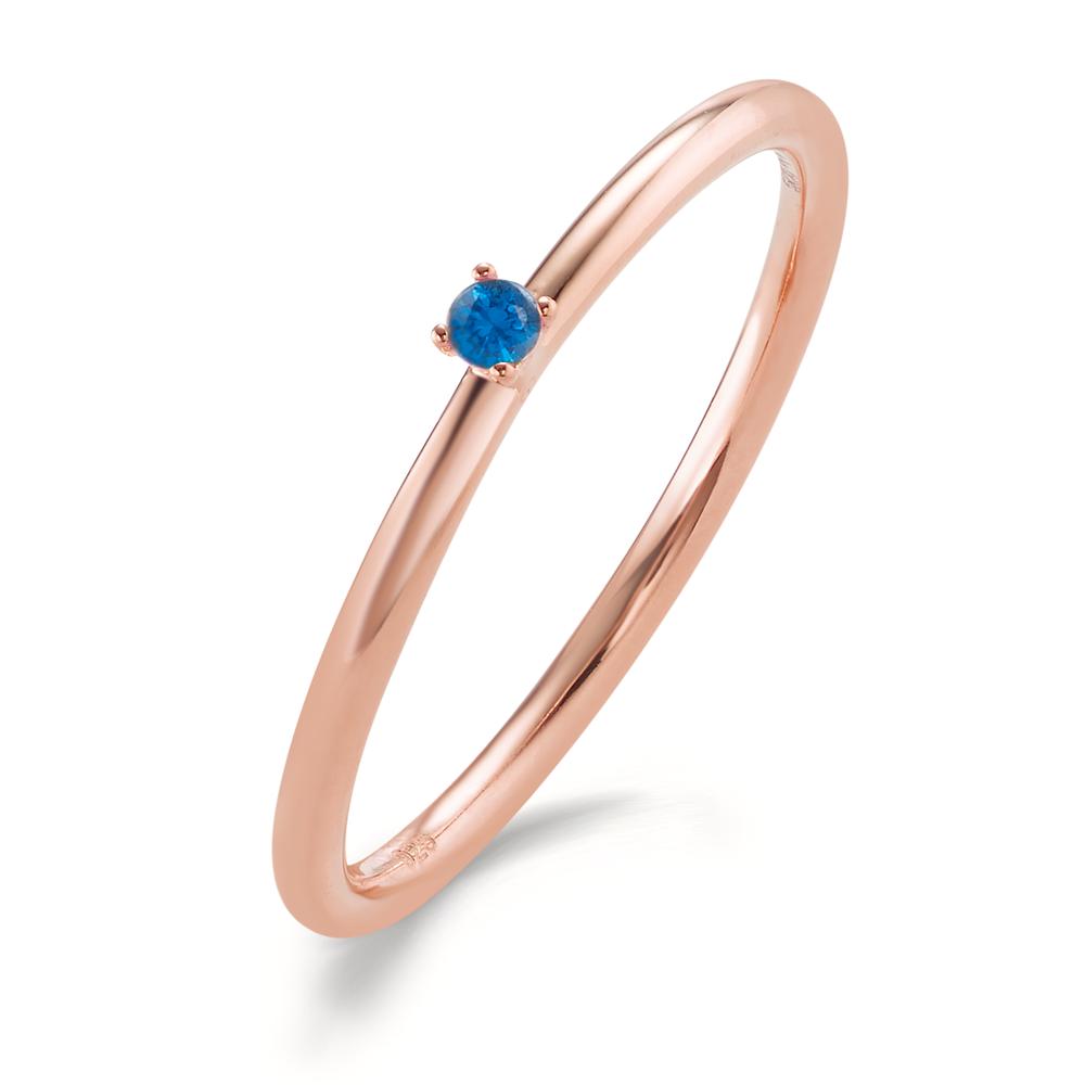 Anillo Plata Circonita azul, 2 mm Rosa Dorado