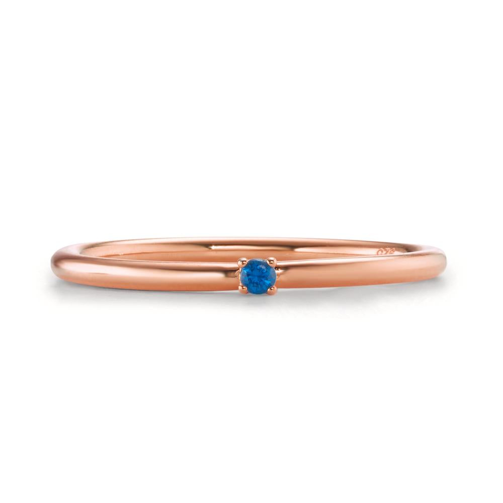 Anillo Plata Circonita azul, 2 mm Rosa Dorado