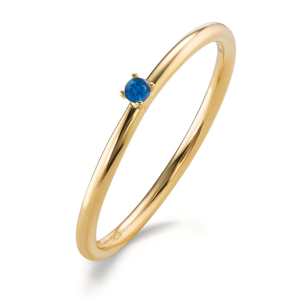 Anillo Plata Circonita azul, 2 mm Amarillo Dorado