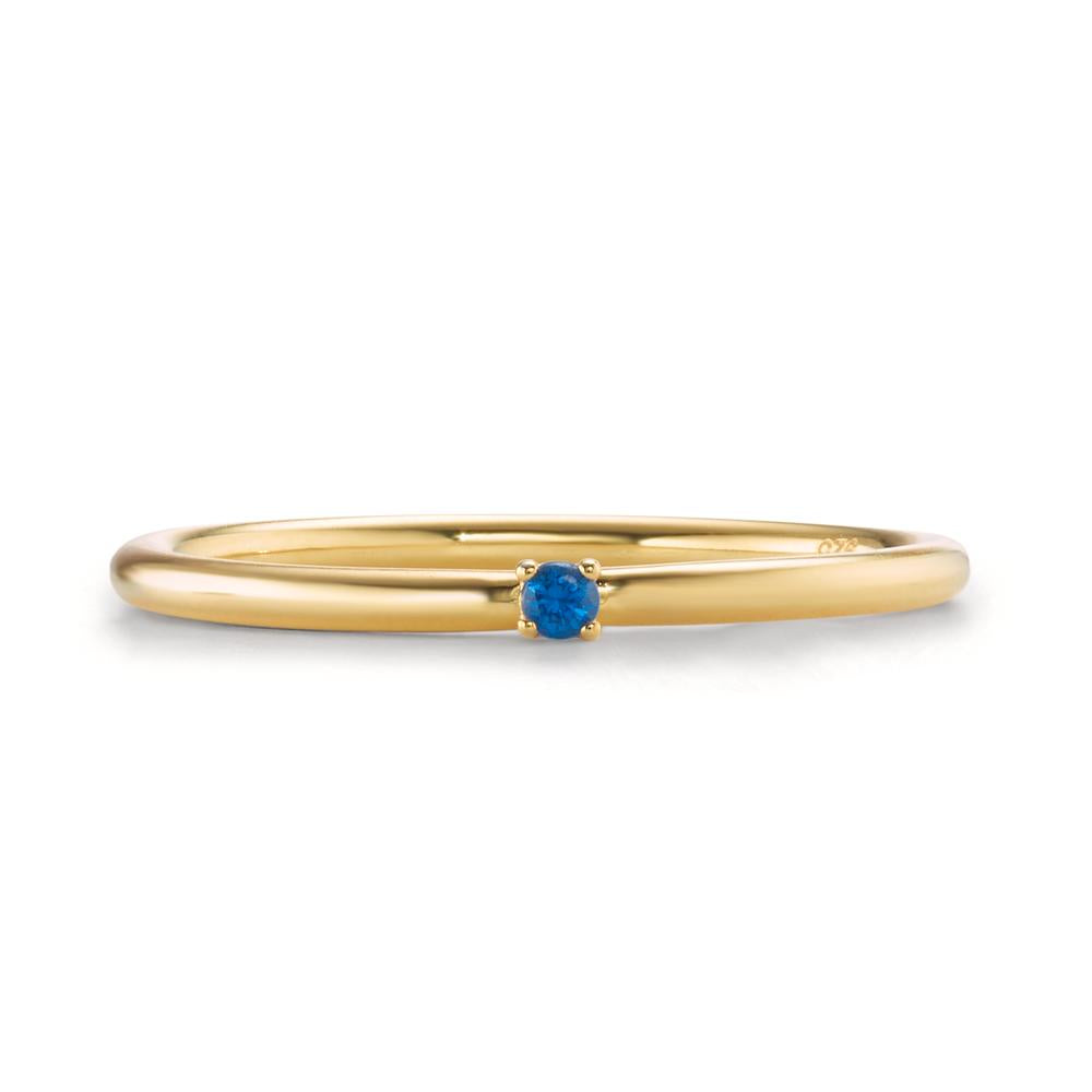 Anillo Plata Circonita azul, 2 mm Amarillo Dorado