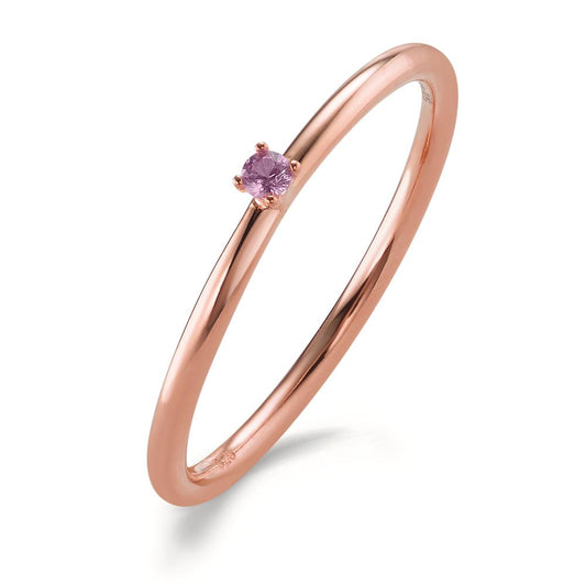 Anillo Plata Circonita rosa, 2 mm Rosa Dorado