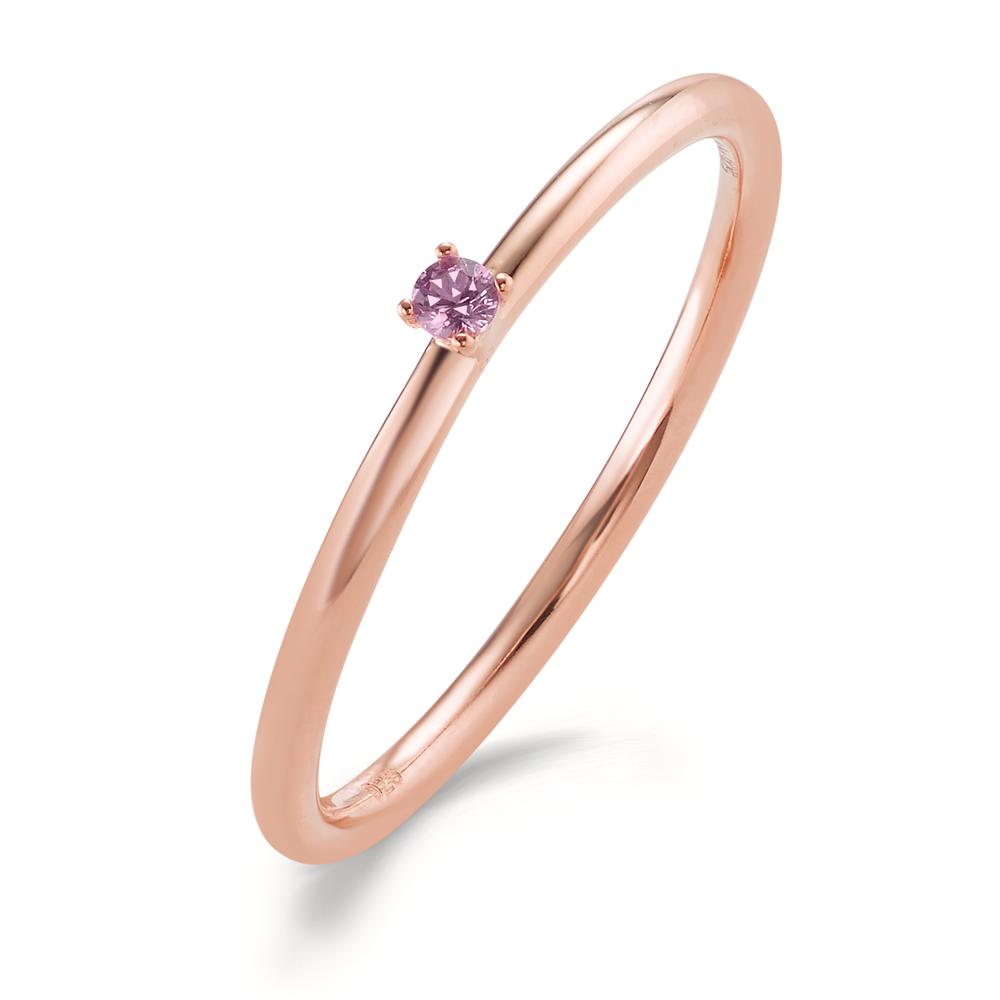 Anillo Plata Circonita rosa, 2 mm Rosa Dorado