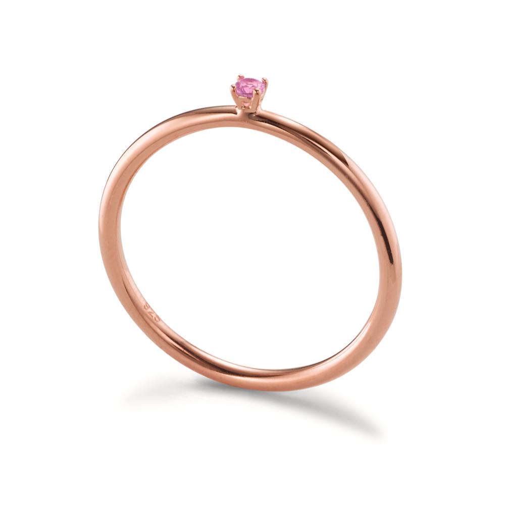 Anillo Plata Circonita rosa, 2 mm Rosa Dorado