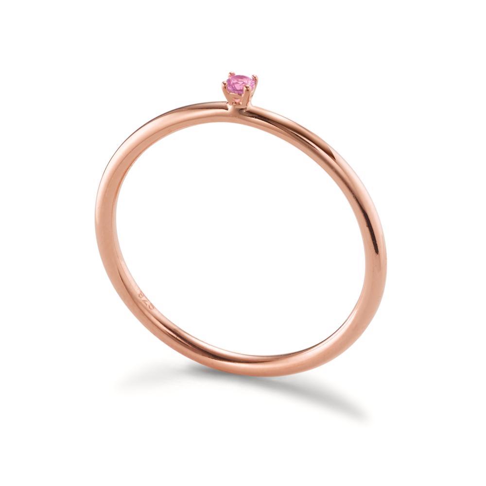 Anillo Plata Circonita rosa, 2 mm Rosa Dorado