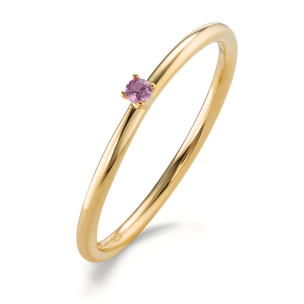 Anillo Plata Circonita rosa, 2 mm Amarillo Dorado