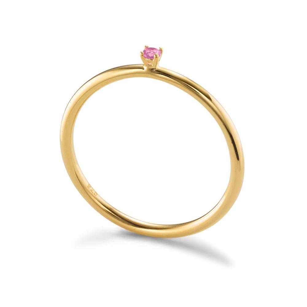 Anillo Plata Circonita rosa, 2 mm Amarillo Dorado