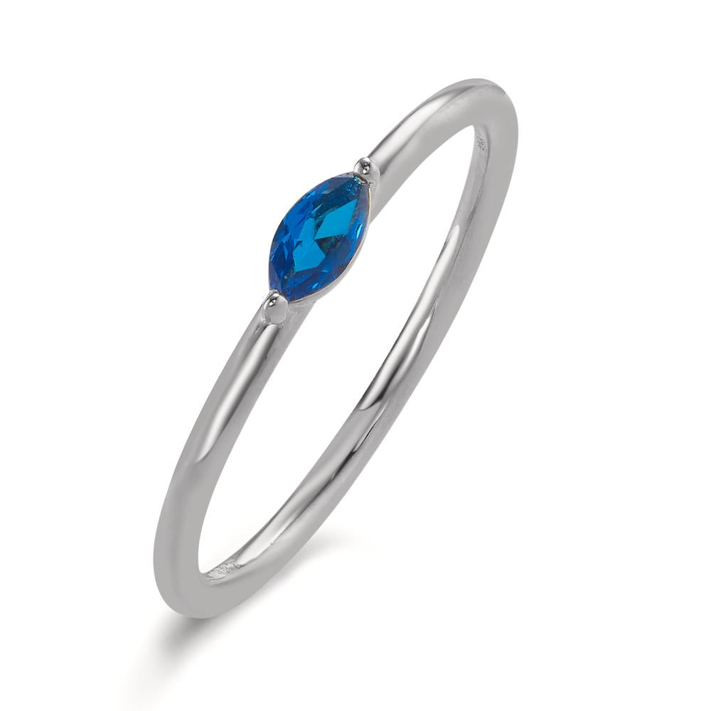 Anillo solitario Plata Circonita azul Rodio plateado