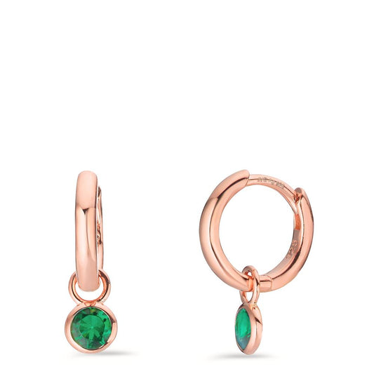 Aro con bisagra Plata Circonita verde, 2 piedras Rosa Dorado