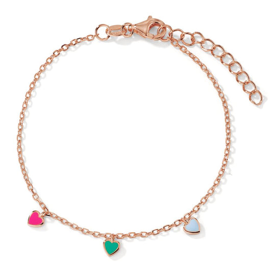 Pulsera Plata Rosa Dorado Corazón 16-19 cm