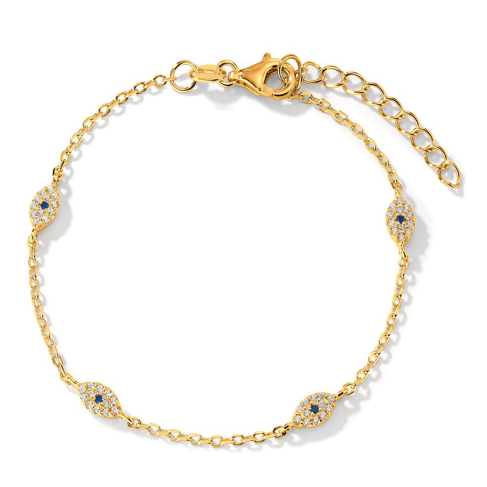 Pulsera Plata Circonita Amarillo Dorado 16-19 cm