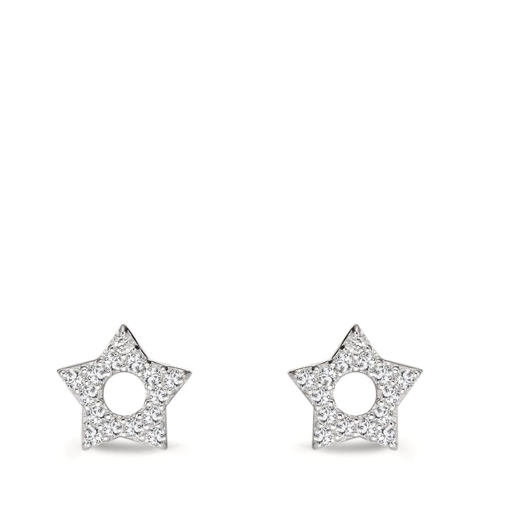 Pendientes Plata Circonita blanco Rodio plateado estrella Ø7 mm