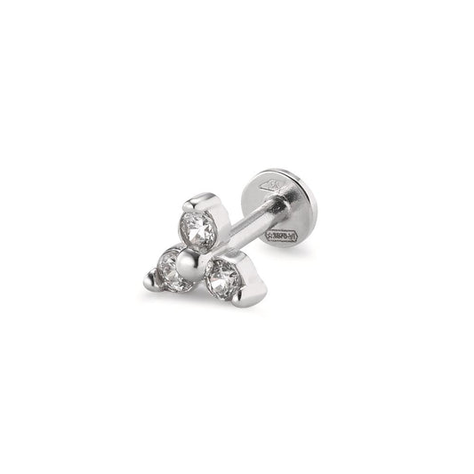 Piercing 750/oro blanco de 18 quilates Circonita 3 piedras Ø5.2 mm