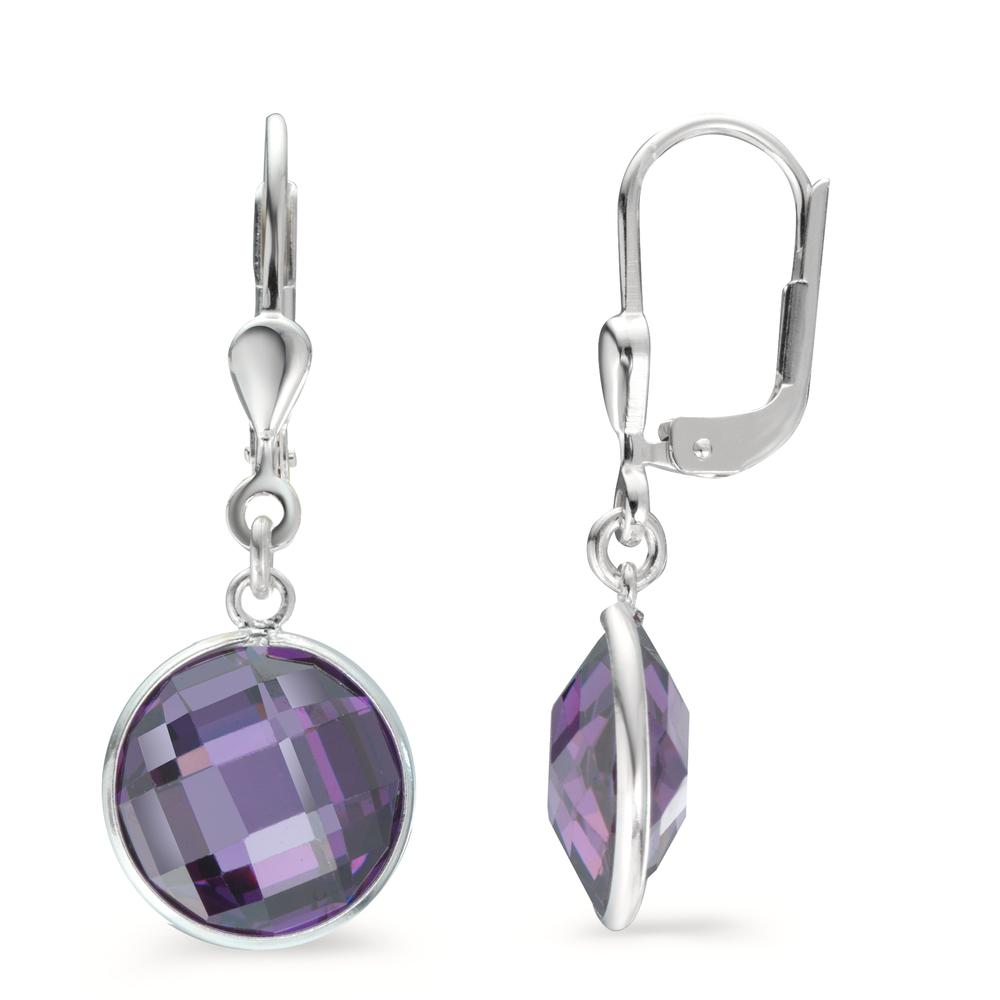 Pendientes Plata Circonita Violeta, 2 piedras Ø10 mm