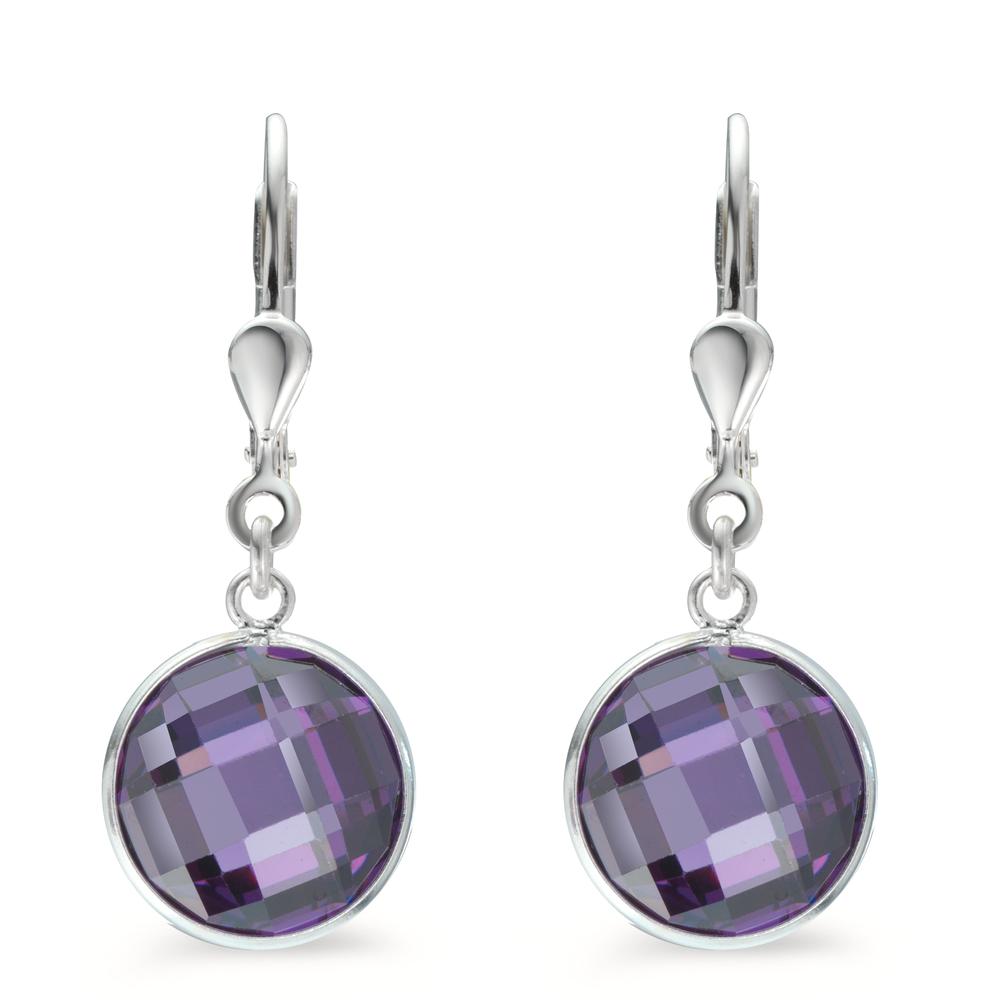 Pendientes Plata Circonita Violeta, 2 piedras Ø10 mm