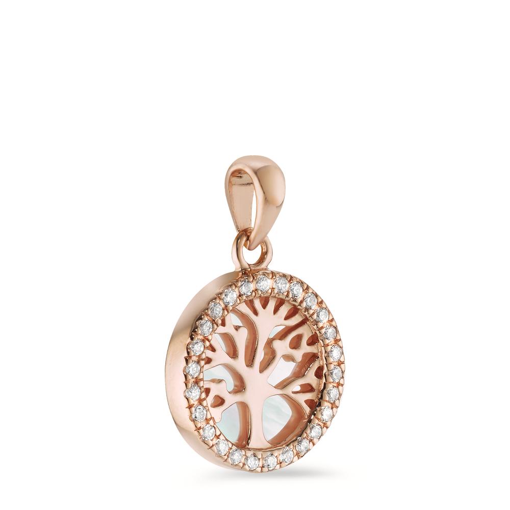 Colgante Plata Circonita Rosa Dorado Madre perla árbol de la vida Ø12 mm