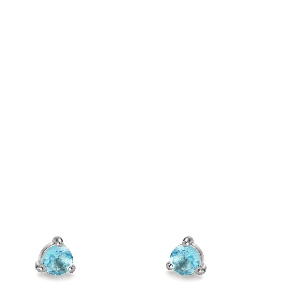 Pendientes Plata Topacio azul, 2 piedras Rodio plateado Ø3.5 mm