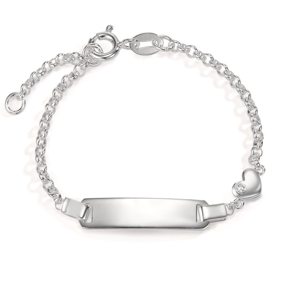 Pulsera grabada Plata Circonita Corazón 12-14 cm