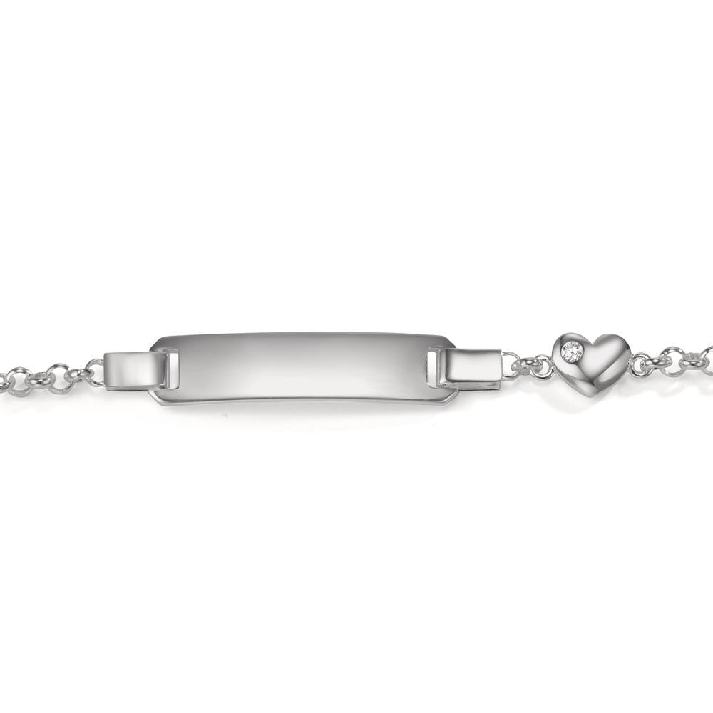 Pulsera grabada Plata Circonita Corazón 12-14 cm