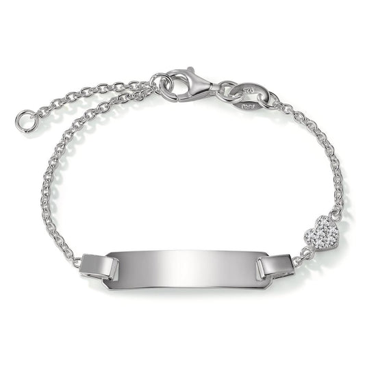 Pulsera grabada Plata Circonita 6 piedras Corazón 12-14 cm