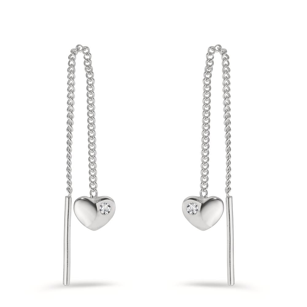 Aretes Plata Circonita 2 piedras Corazón