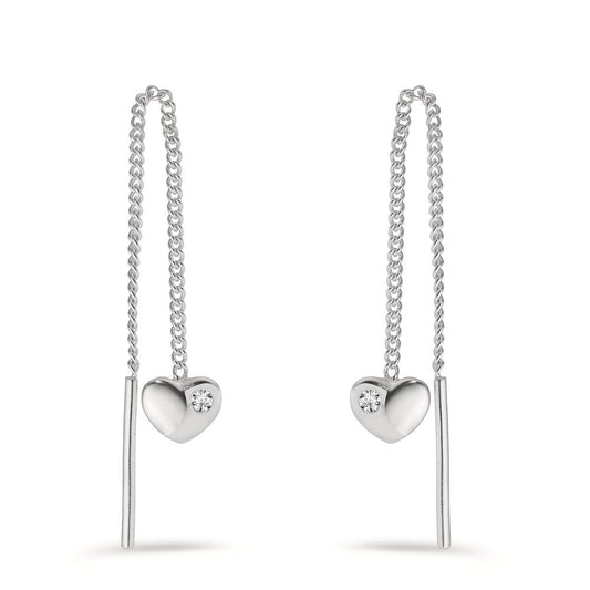 Aretes Plata Circonita 2 piedras Corazón