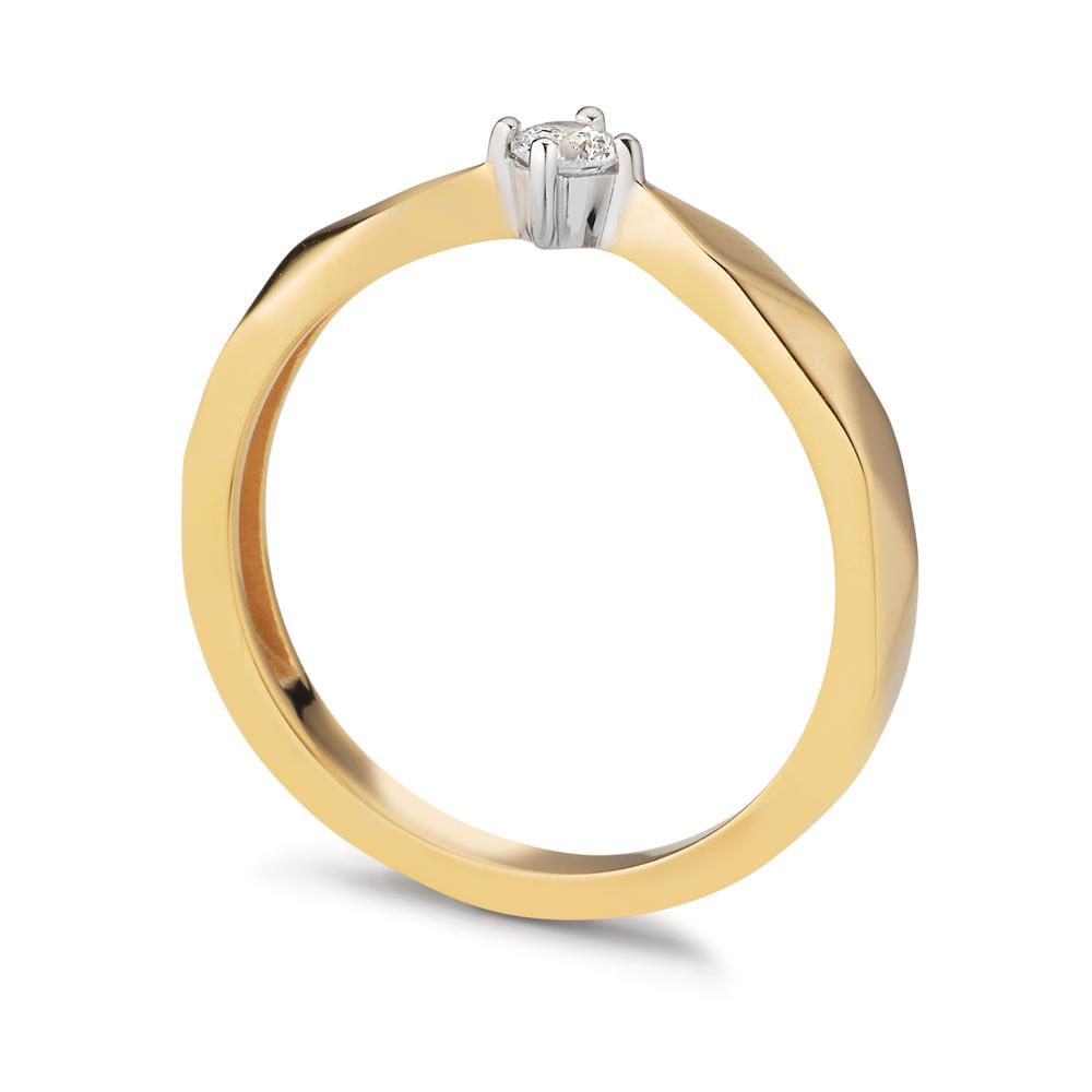 Anillo solitario Oro amarillo de 375/9K Circonita Bicolor