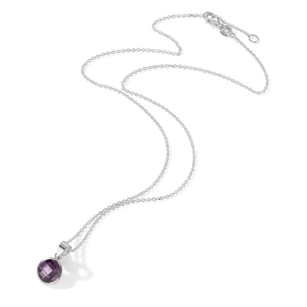 Collar con colgante Plata Circonita Violeta 40-42 cm Ø8 mm