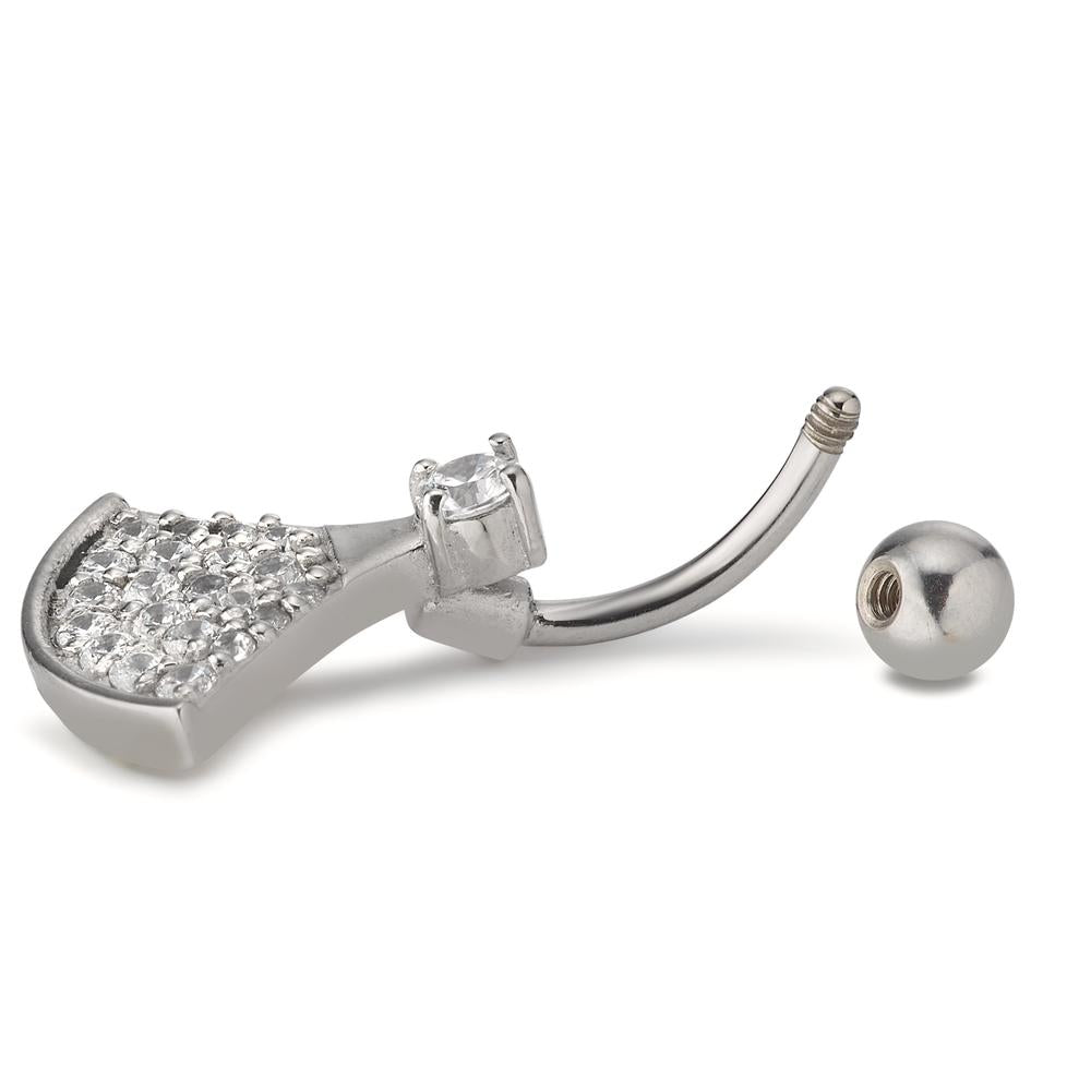 Piercing de ombligo Acero inoxidable Circonita blanco, 23 piedras