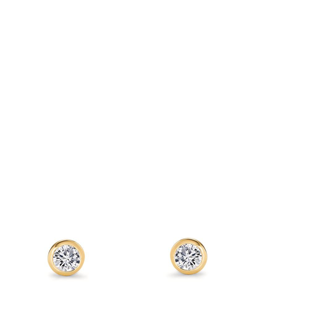 Pendientes Plata Circonita 2 piedras Amarillo Dorado Ø3 mm