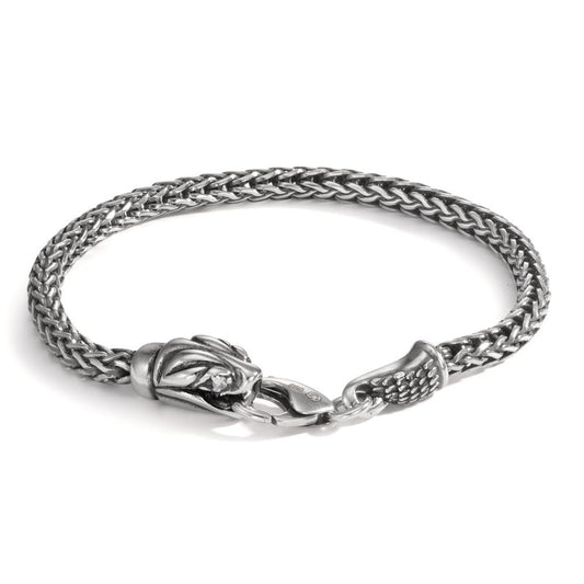 Pulsera Plata Circonita 2 piedras Patinado Serpiente 21 cm