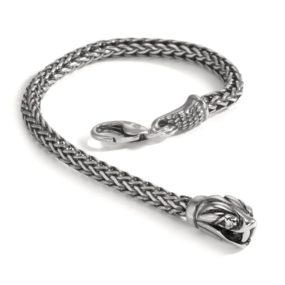 Pulsera Plata Circonita 2 piedras Patinado Serpiente 21 cm