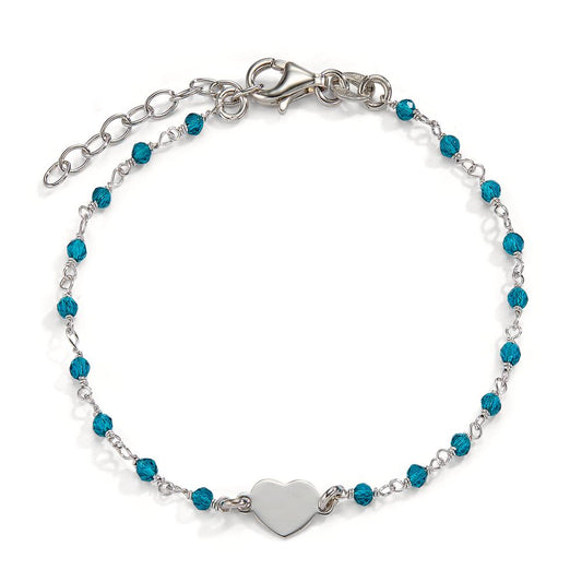 Pulsera Plata Cristal Rodio plateado Corazón 15.5-18.5 cm