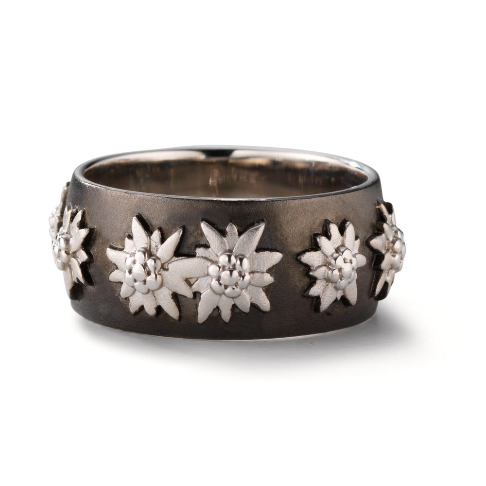 Anillo de dedo Plata Negro Rodio plateado Edelweiss