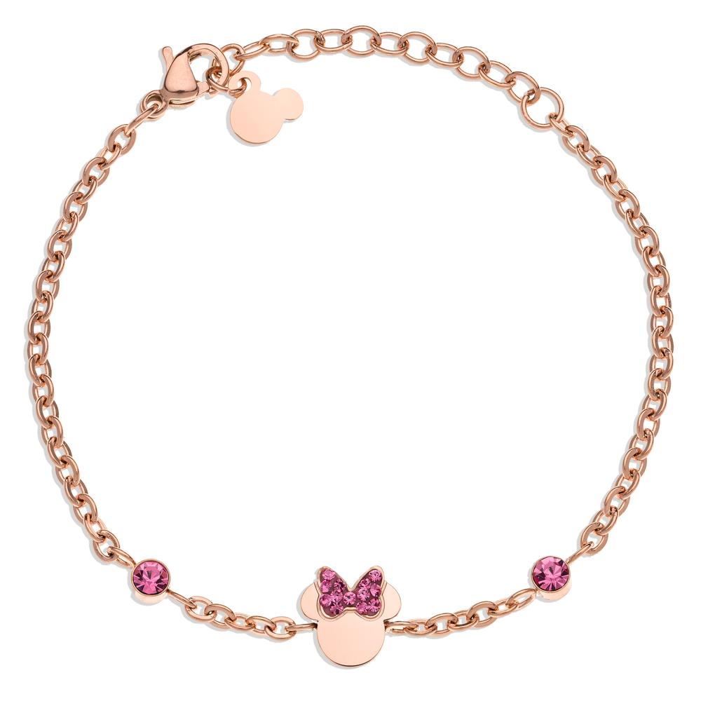 Pulsera Acero inoxidable Cristal rosa Rosa Recubierto de IP 14-17 cm