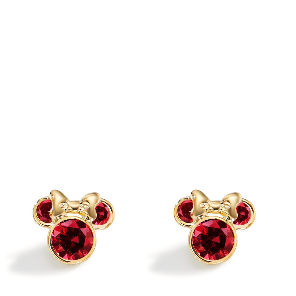 Pendientes Oro amarillo de 375/9K Circonita rojo, 6 piedras Ø8 mm