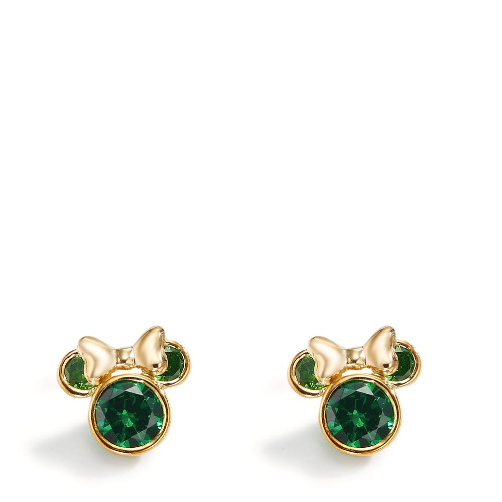 Pendientes Oro amarillo de 375/9K Circonita verde, 6 piedras Ø8 mm