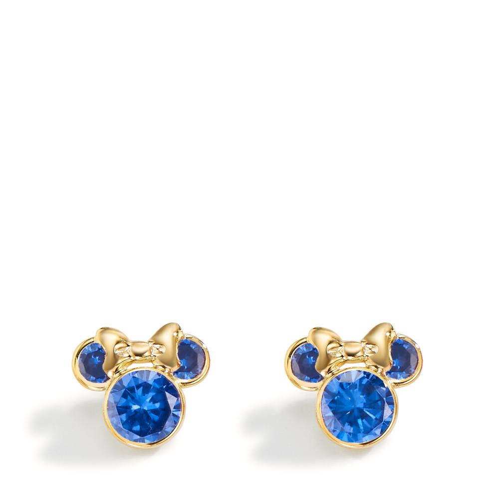 Pendientes Oro amarillo de 375/9K Circonita azul, 6 piedras Ø8 mm