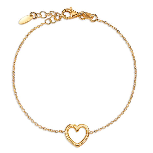 Pulsera Plata Amarillo Dorado Corazón 17-19 cm