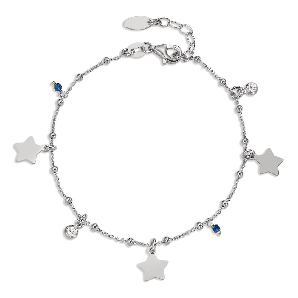 Pulsera Plata Circonita 4 piedras Rodio plateado estrella 17-19 cm