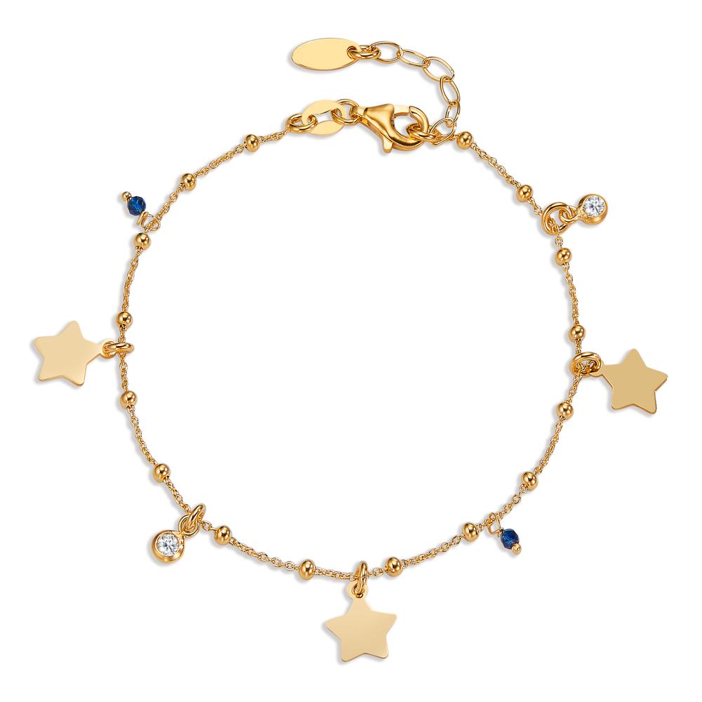 Pulsera Plata Circonita 4 piedras Amarillo Dorado estrella 17-19 cm