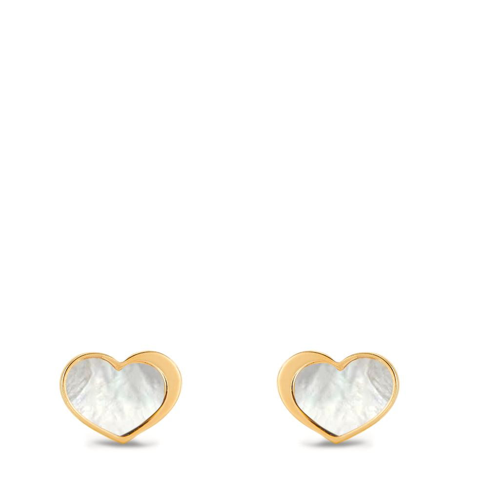 Pendientes Plata Amarillo Dorado Madre perla Corazón