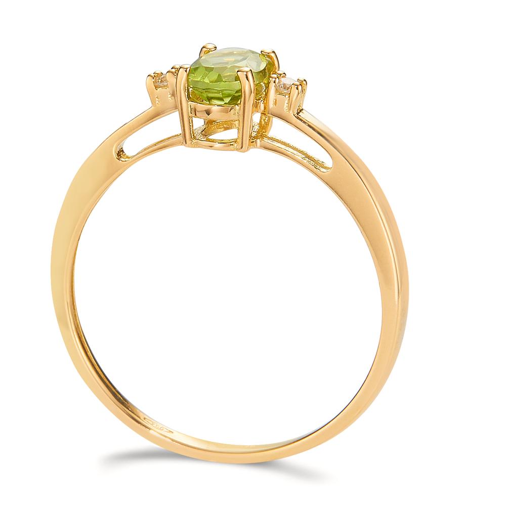 Anillo de dedo 750/oro amarillo de 18 quilates Peridoto 0.50 ct, Diamante 0.03 ct, 2 piedras, w-si