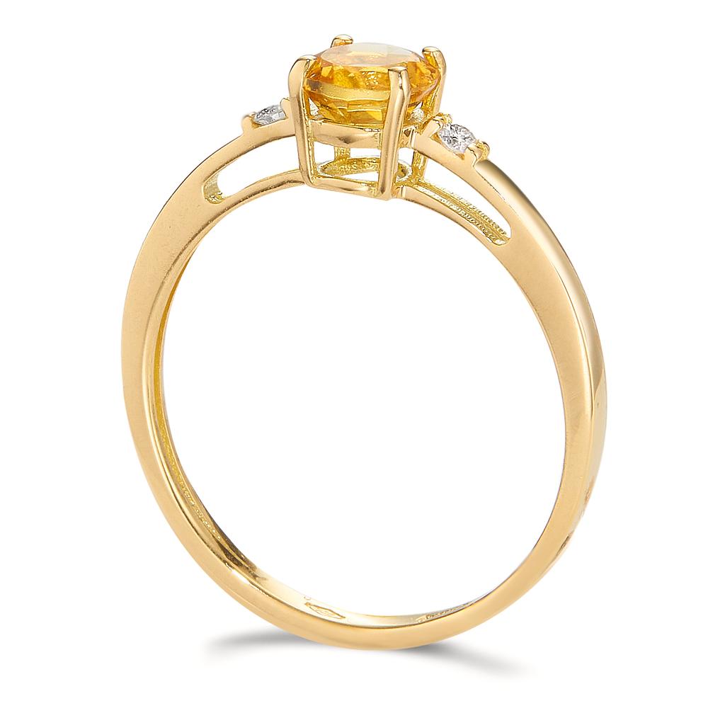 Anillo de dedo 750/oro amarillo de 18 quilates Citrino 0.50 ct, Diamante 0.032 ct, 2 piedras, w-si