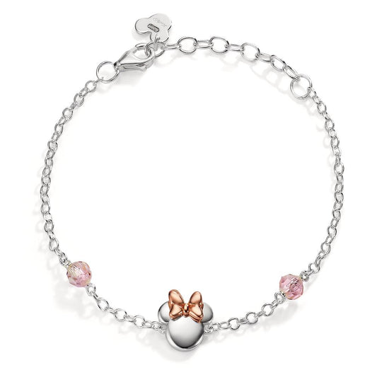 Pulsera Plata Circonita rosa, 2 piedras Rosa Bicolor 14-17 cm