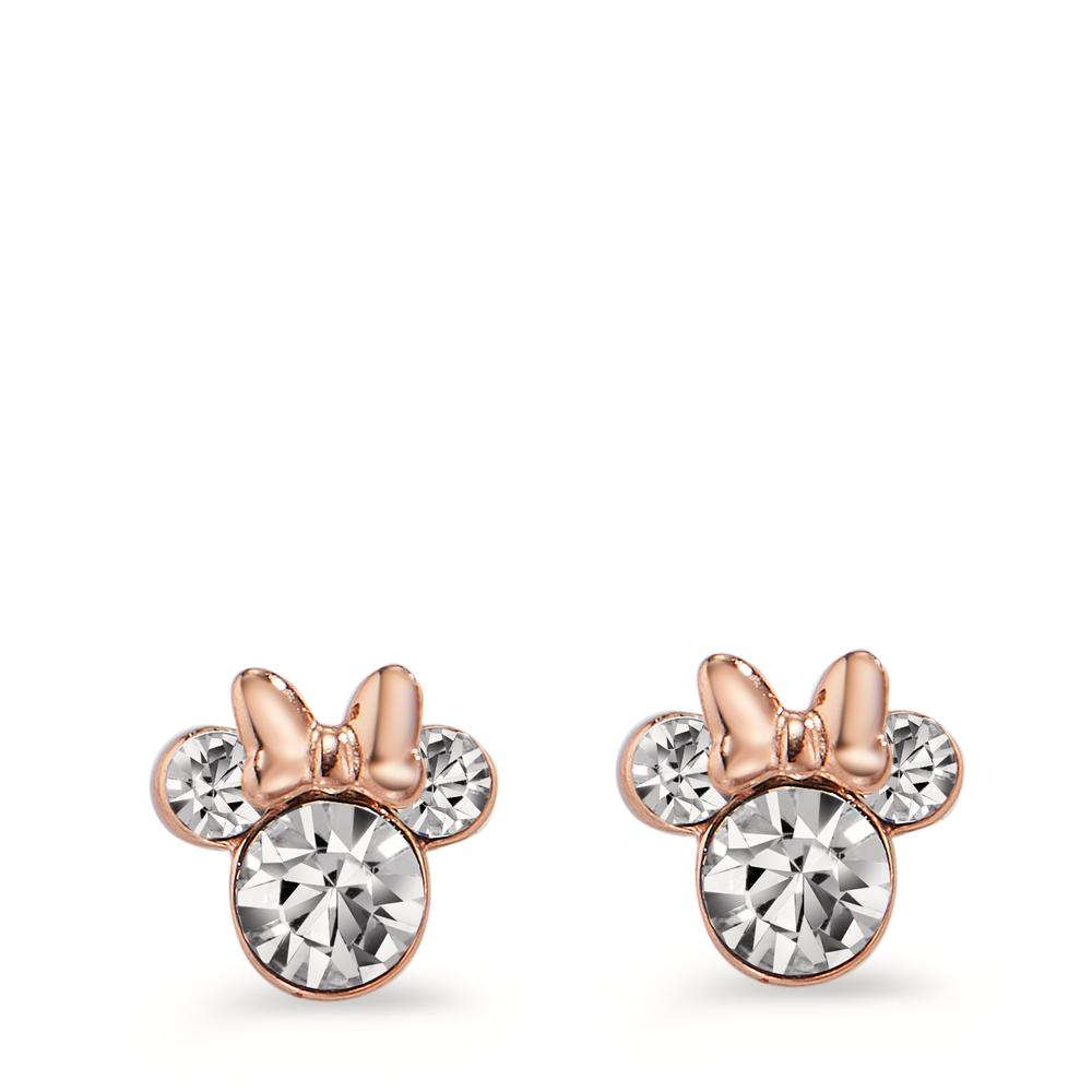 Pendientes Plata Circonita blanco, 6 piedras Rosa Dorado Ø9 mm